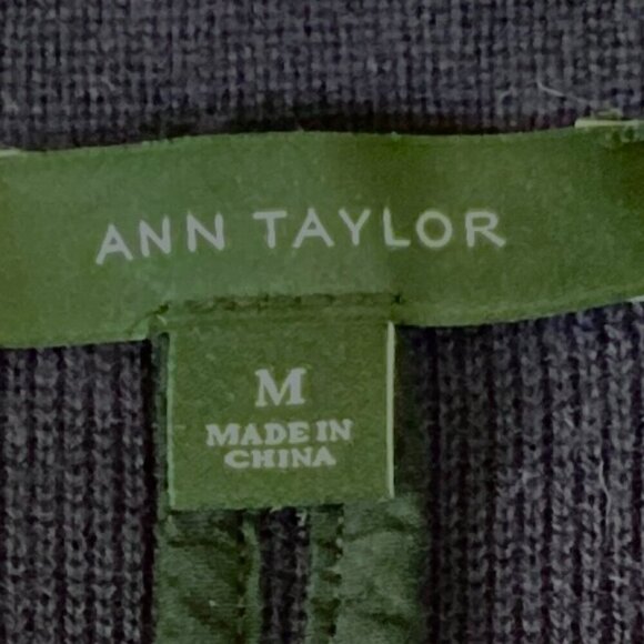 Ann Taylor Sweater Knit Blazer Sz M Navy Blue Cotton Wool Blend #279S - Picture 8 of 10